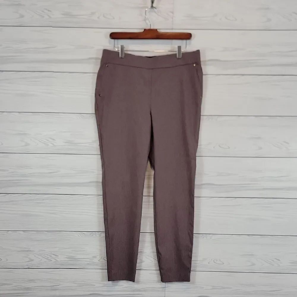 Maurices Ankle Pants Pull-on Tapered Leg In Purple Taupe Womens Size L